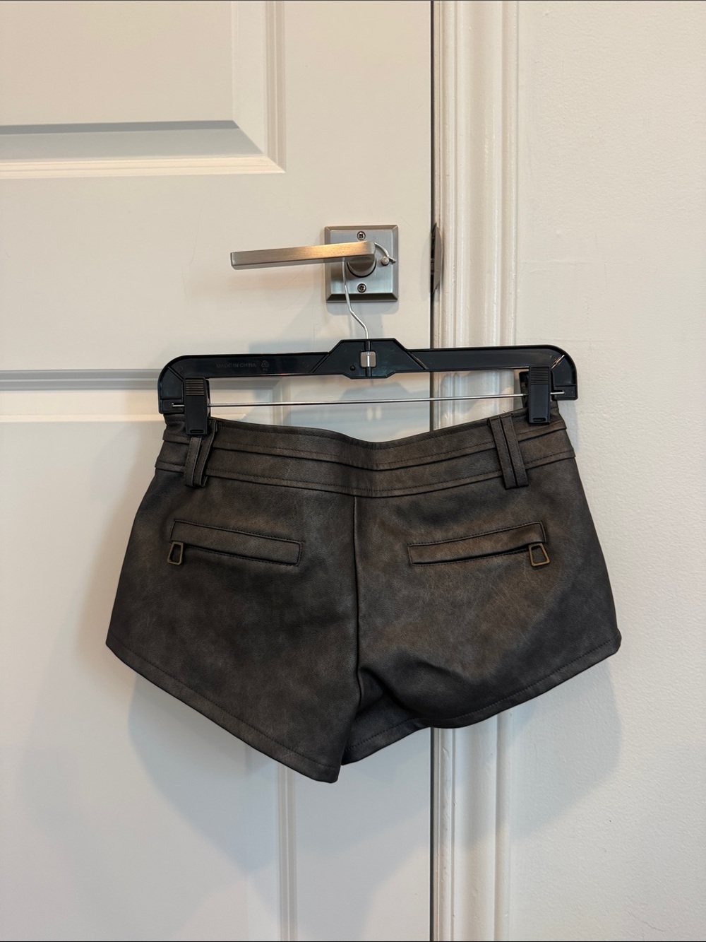 Edikted Faux-Leather Cargo Shorts - Charcoal Gray - Picture 5 of 5